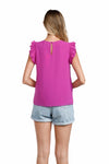 Pleated Ruffle Sleeve Blouse