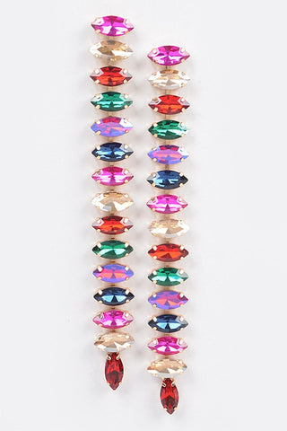 Long Stringed Multi Color Gem Earrings