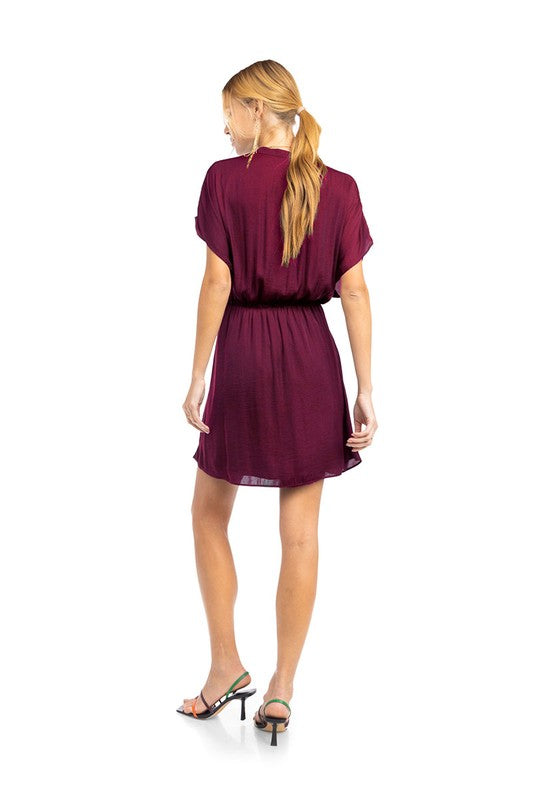 Button Front Twist Drape Dress