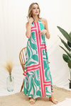 Sicilia Print Halter Maxi Dress