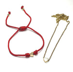Gold Heart Adjustable Red Bracelet
