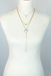 Gold Multi Layer Stone and Chain Necklace