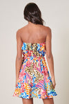 Flower Print Strapless Dress