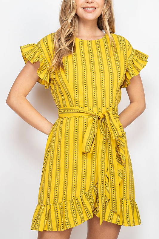 Ruffle Detail Waist Hi Lo Dress