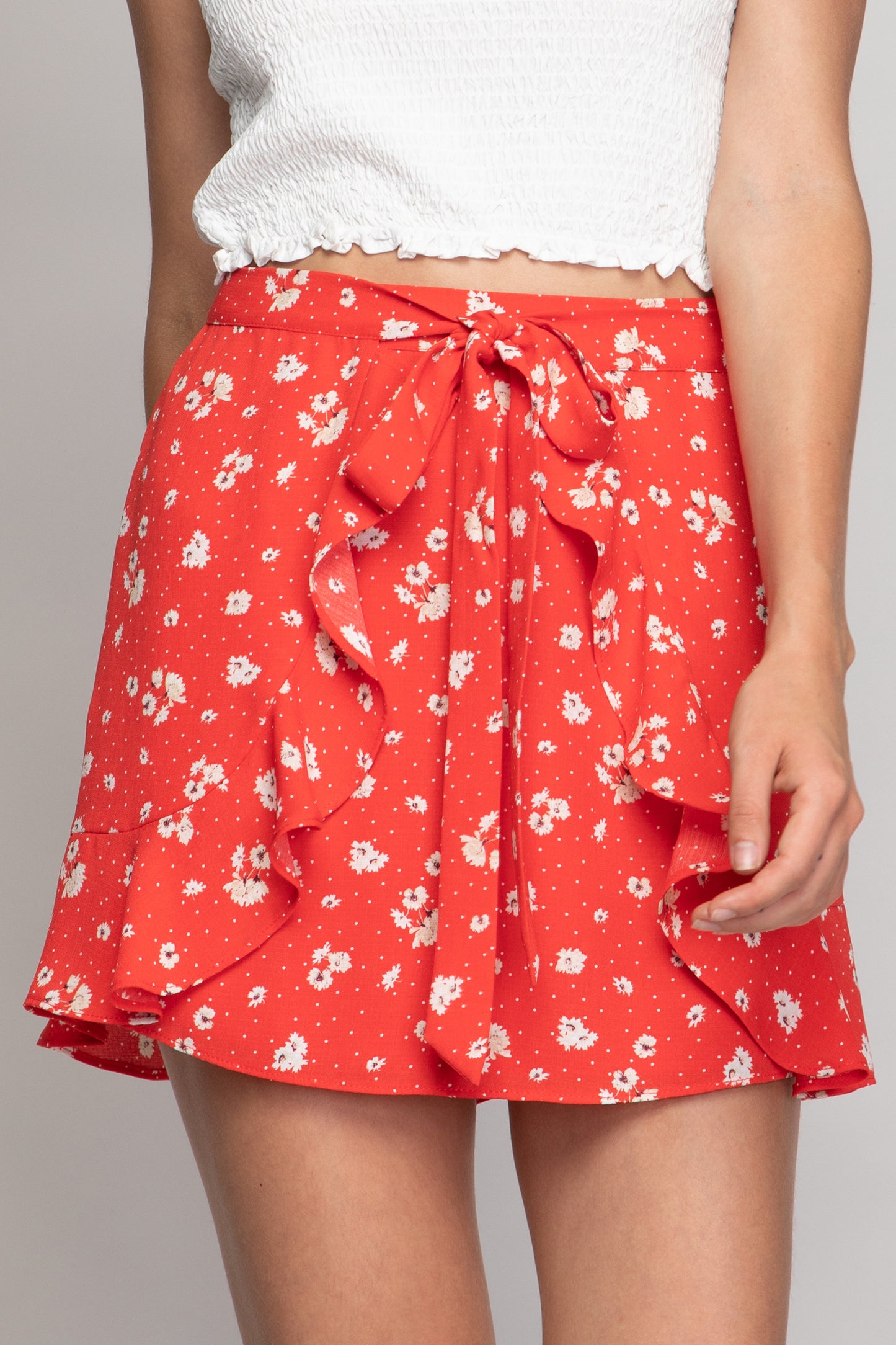 Printed Wrap Ruffle Skirt