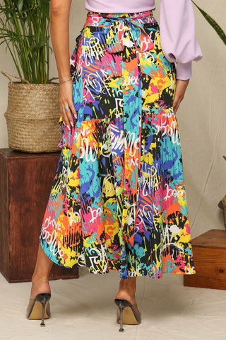 Multi Print Wrap Maxi Skirt