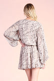 Snake Chiffon Balloon Sleeve Dress