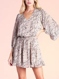 Snake Chiffon Balloon Sleeve Dress