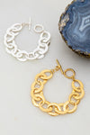 Hammered Chunky Link Casting Toggle Bracelet