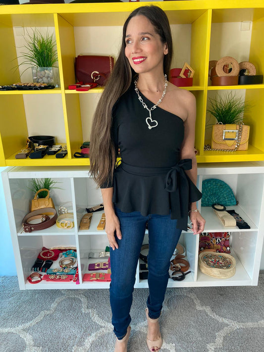 Black One Shoulder Top