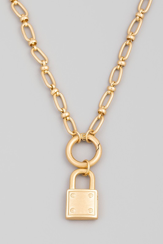 Chain Link Padlock Pendant Necklace