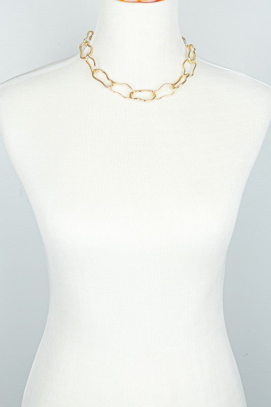 Oversize Casting Irregular Geo Hoop Chain Necklace
