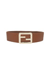 Metal Mirrored Buckle Camel Belt