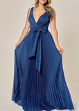 Sparkle V Neck Pleated Formal Dress