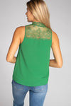 Mock Neck Lace Detail Top