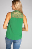 Mock Neck Lace Detail Top