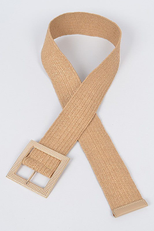 Pearl Buckle Straw Belt