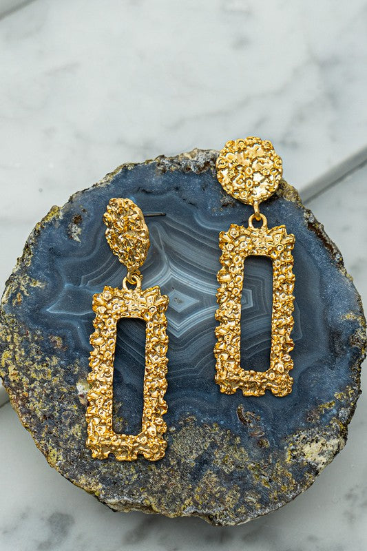 Gold Nugget Geo Shape Earrings