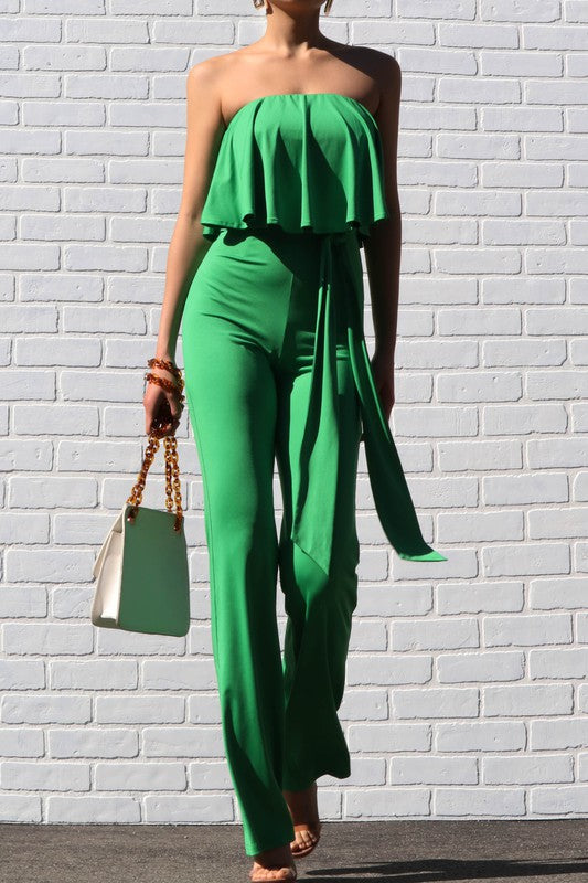 Green Strapless Jumpsuit
