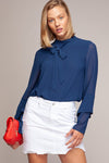 High Neck Blouse With Petal Sleeve