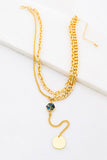 Hexagon Charm Lariat and Chunky Chain Necklace