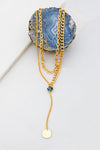 Hexagon Charm Lariat and Chunky Chain Necklace