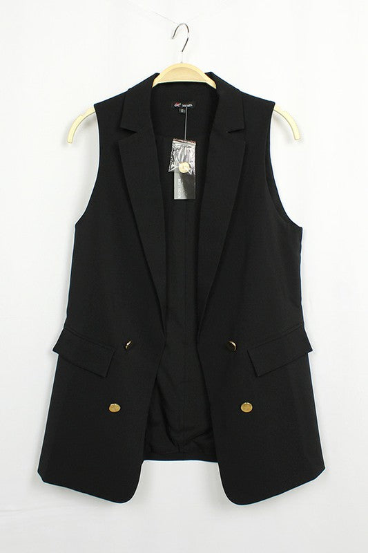 Button Open Front Lined Vest (Pick Color)