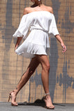Pleated Off Shoulder Romper (Pick Color)