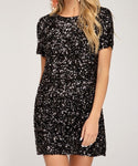 Sequin Short Sleeve Mini Dress