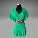 Crinkle Ruffle Tunic Short Dress