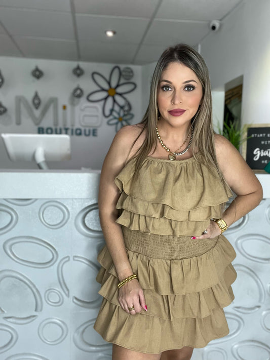 Smocked Waist Ruffle Dress
