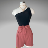 Pleated Front Tie Shorts