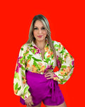 Floral Exaggerated Wide Sleeve Top