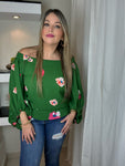 Floral Off the Shoulder Balloon Sleeve Top