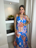 Tropical Print U Neck Maxi Dress