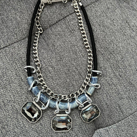 Chunky Blue and Gray Necklace Set