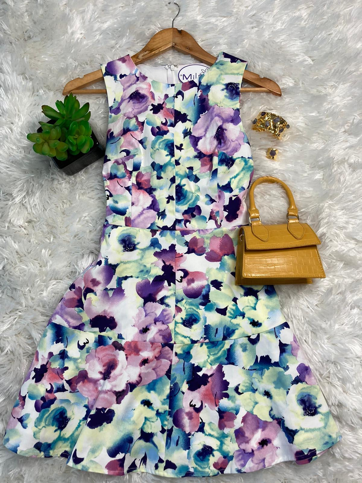 Multicolor Flower Short Dress