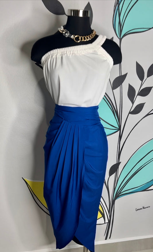 Textured Solid Elastic One Shulder Top