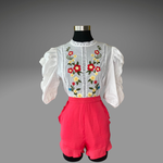Floral Embroidery Puff Sleeve Top