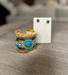Turquoise and Gold Cuff Bracelet