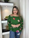 Floral Off the Shoulder Balloon Sleeve Top