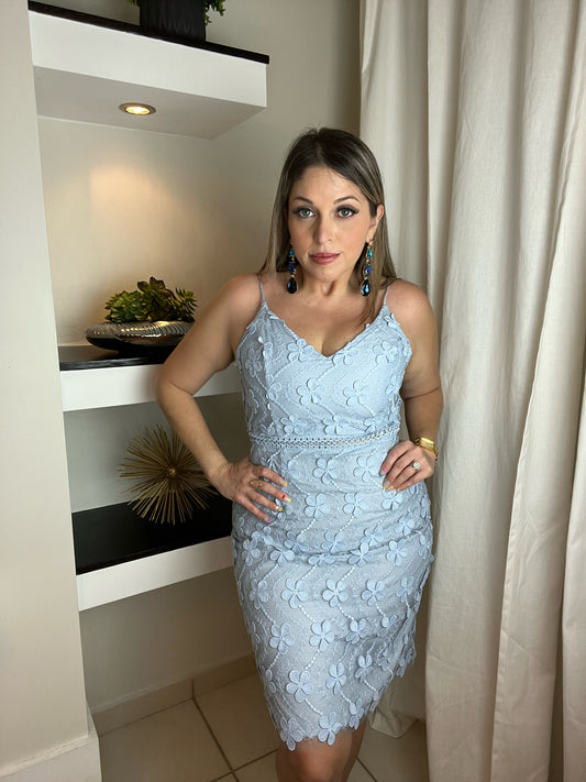 Embroidery Flower Lace Cocktail Dress