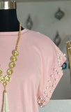Short Slv Pearl Detail Top