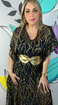 Gold Sequin Kimono Sleeve Maxi Dress