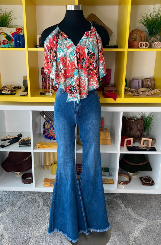 Satin Handkerchief Sleeve Top