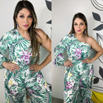 Floral Print One Shoulder Jumpsuit