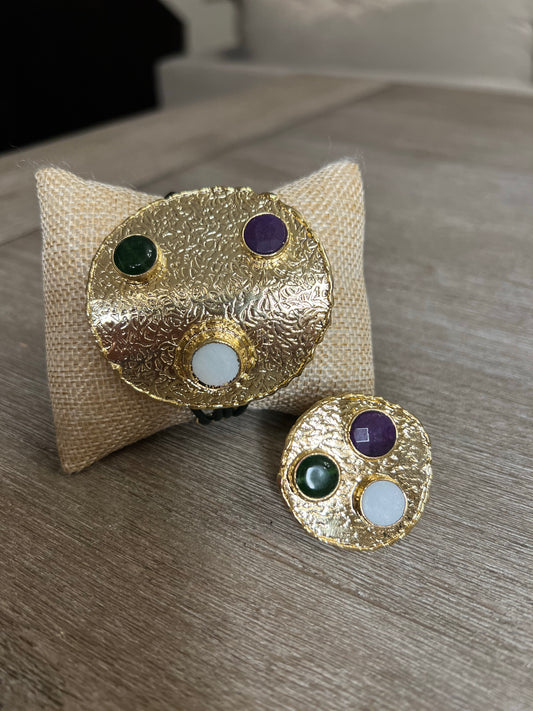 Leather and Gold Turkish Bracelet