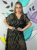 Gold Sequin Kimono Sleeve Maxi Dress