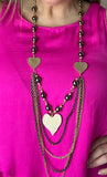 Pewter and Gold Heart Detail Turkish Necklace