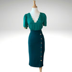Solid Side Button Midi Skirt Pencil Skirt (Pick Color)